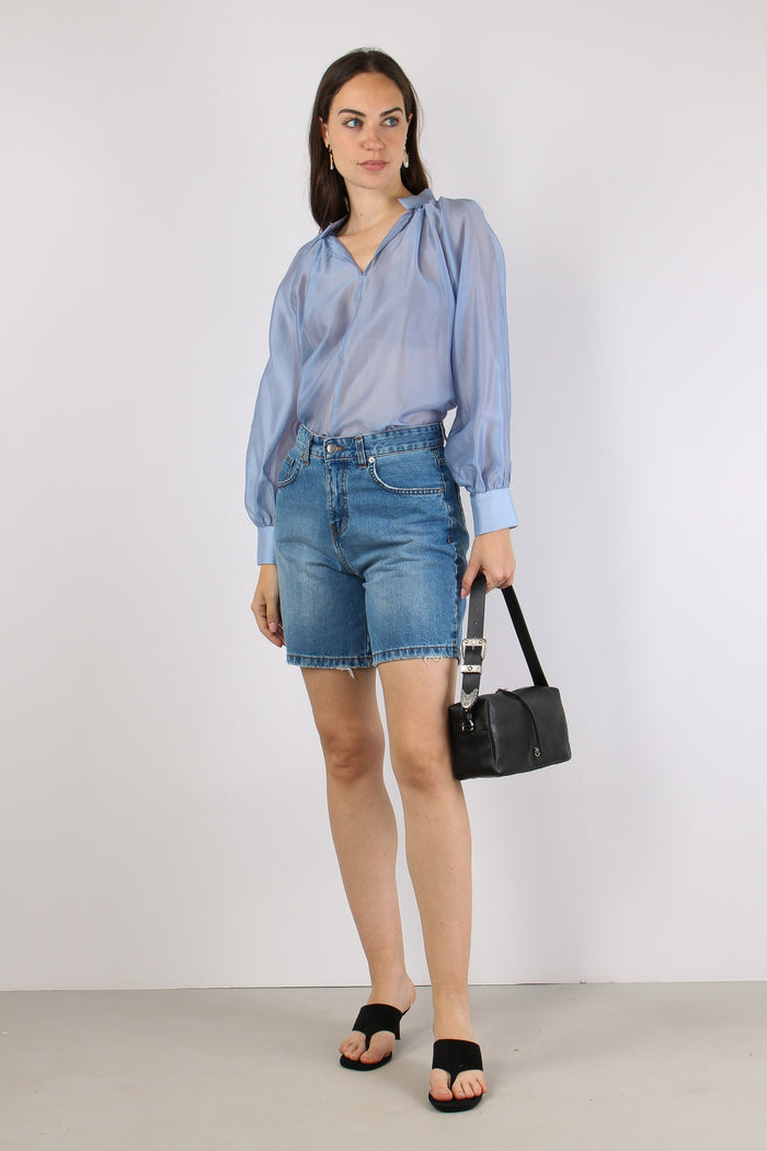 Camicia Coreana Mussola Azzurro-5