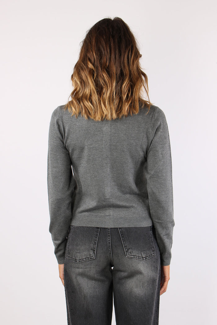 Silvani Cardigan Corto Applicazioni Medium Grey-4