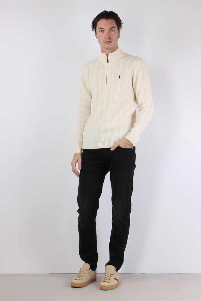 Felpa Mezza Zip Tecnica Cream-3