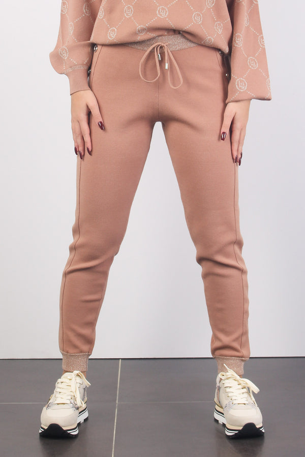 Pantalone In Maglia Polsino Pink Sand-2