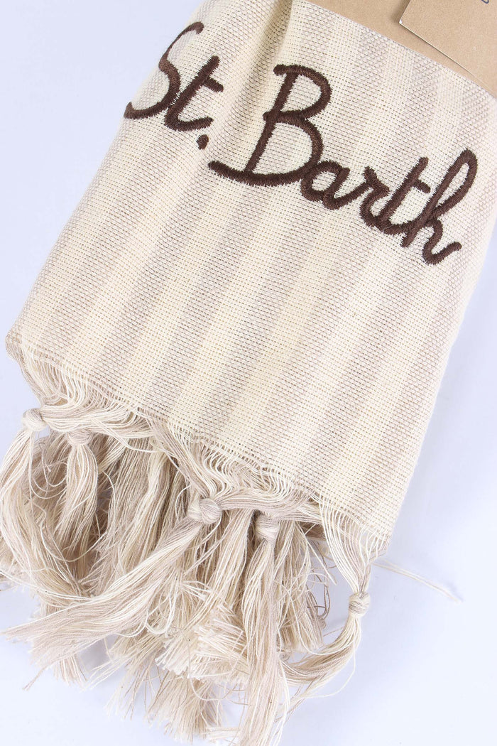 Foutas Righe Sottili Beige/bianco-4