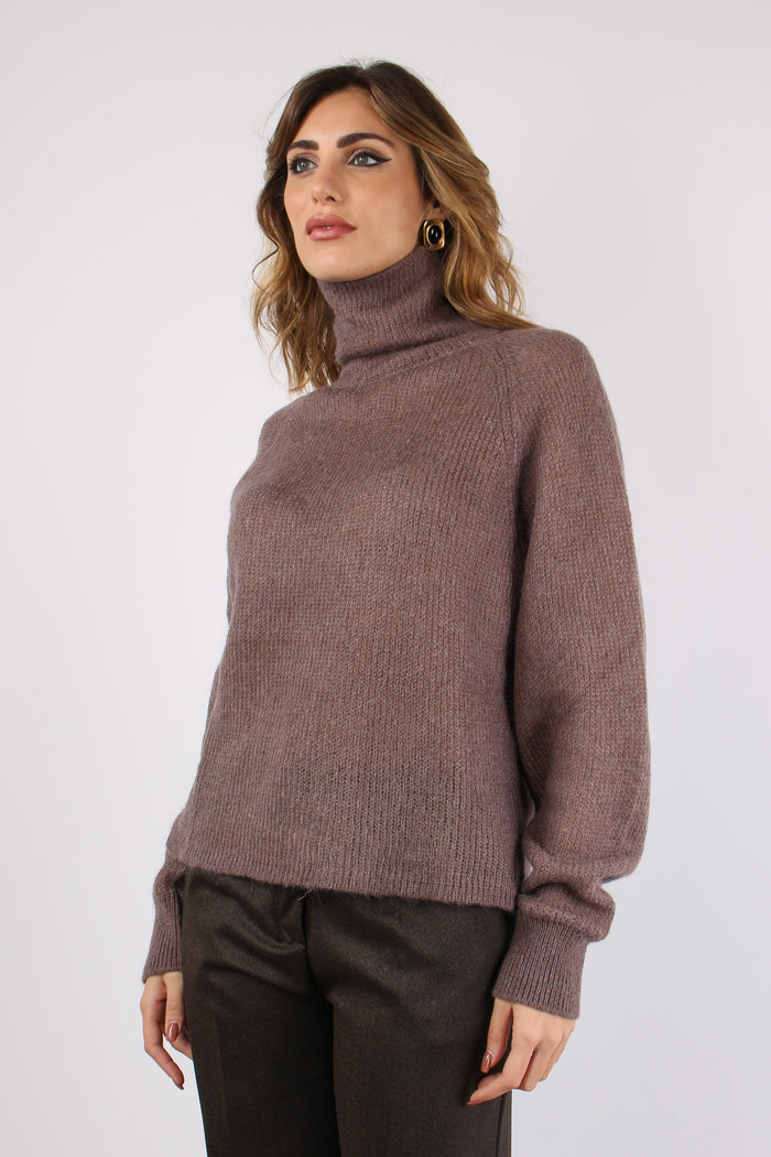 Maglia Collo Alto Doppiata Malva-2