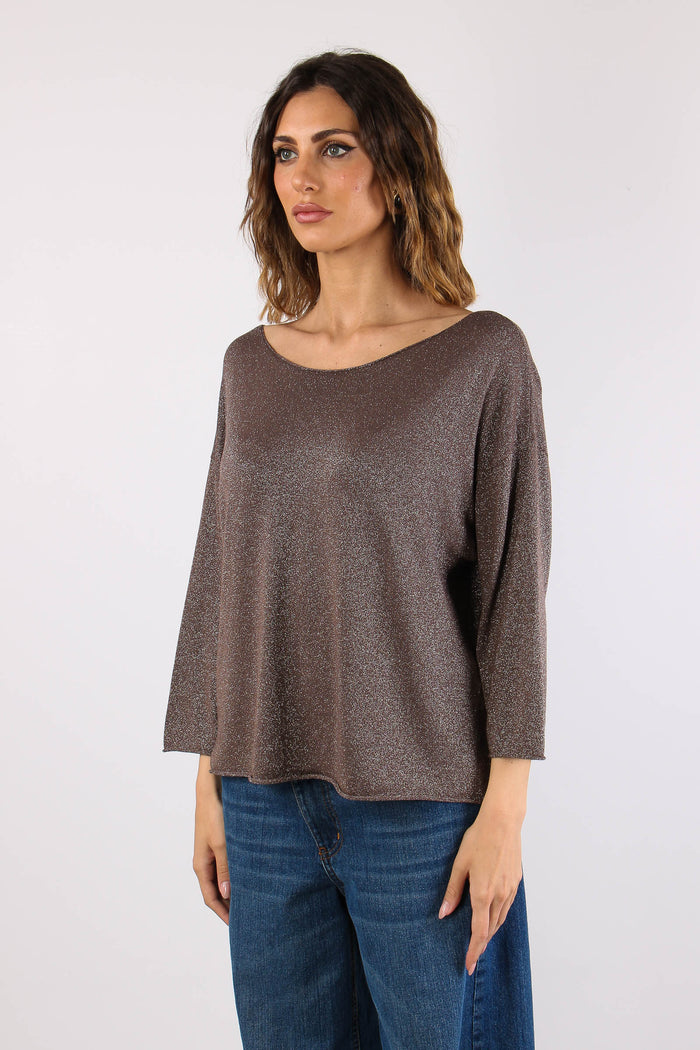 Maglia Scavo Barca Lurex Cioccolato-3