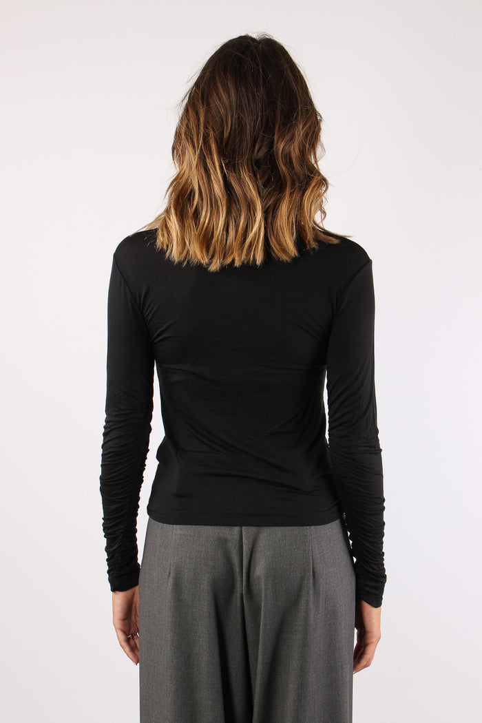 T-shirt Arriccio Manica Modal Nero-4