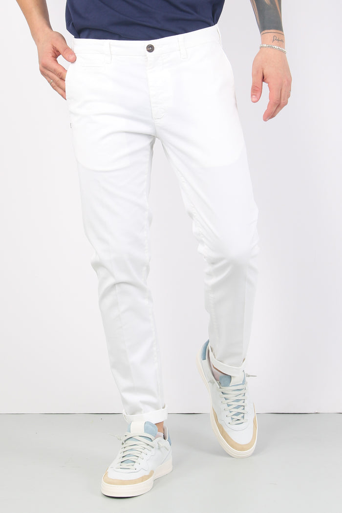Pantalone Chino Slim Fit Bianco Ottico-5
