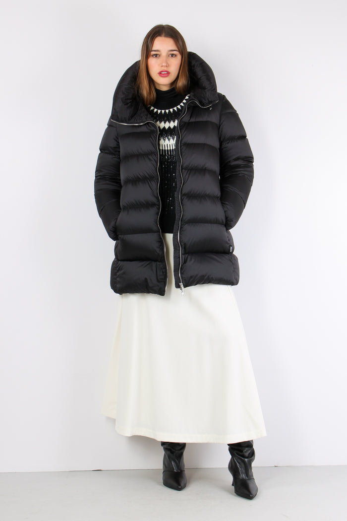 Piumino Lungo Cappuccio Black