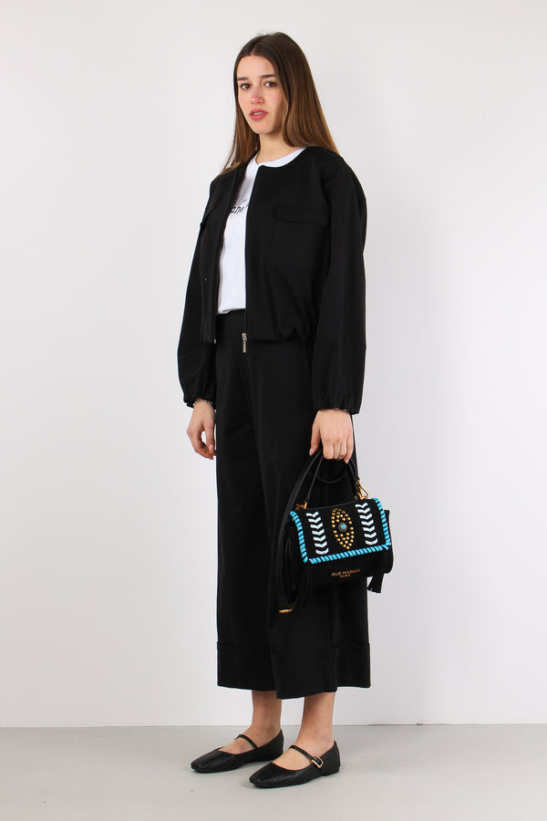 Pantalone Punto Milano Cropped Nero