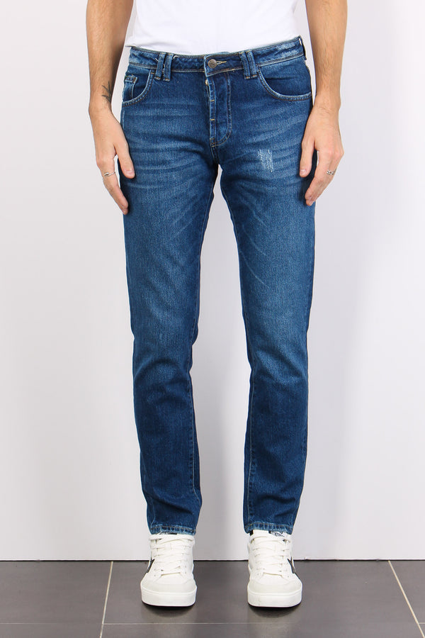 Denim Tapered Fit Rotture Denim Medio-2