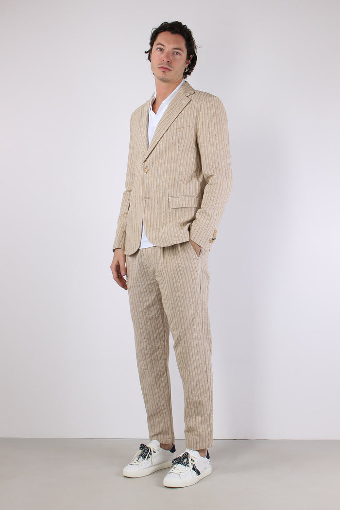 Giacca Riga Jacquard Beige-3