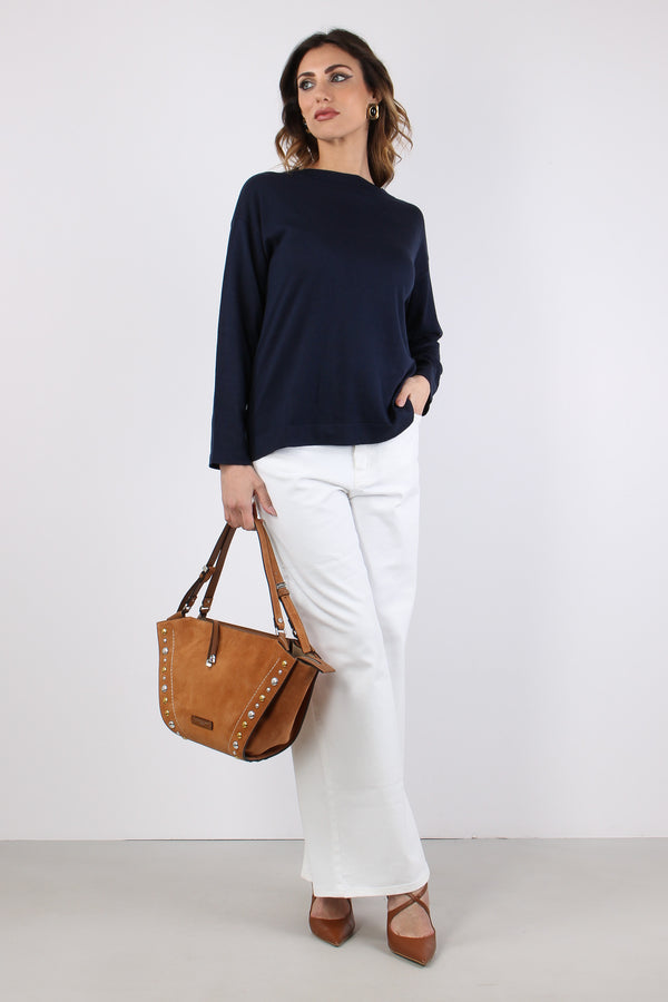 Wkdlepre Maglia Seta Cotone Blu