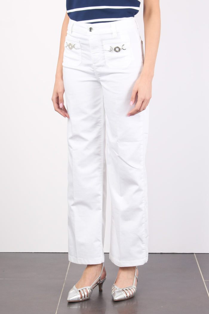 Pantalone Cropped Fibbia Tasca Bianco Ottico-5