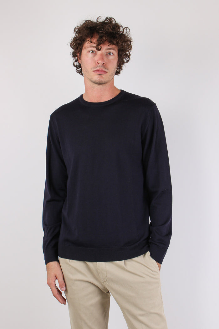 Maglia Girocollo Lana Merinos Blu-2