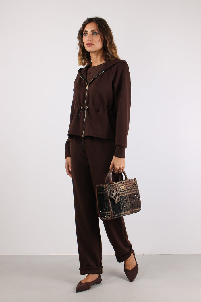 Felpa Zip Coulisse Modal Moro-3