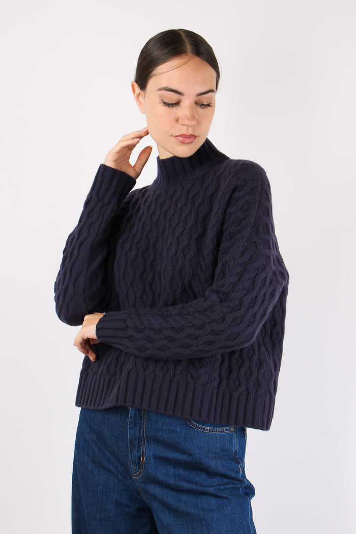 Yard Maglia Over Trecce Blu-3