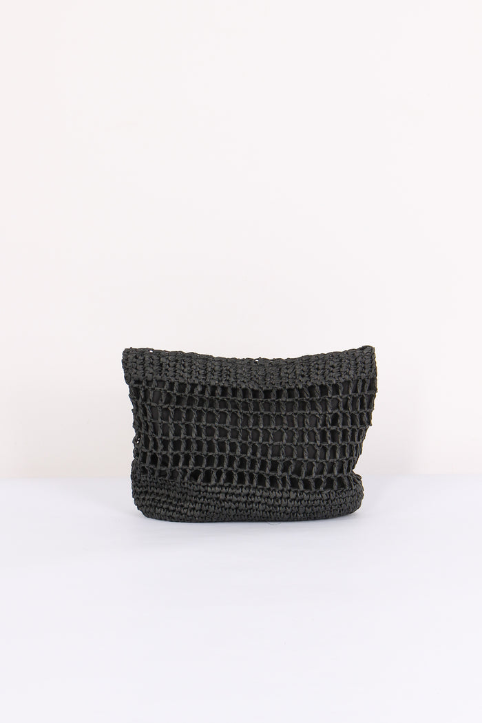 Maxi Pochette Rafia Nero-4