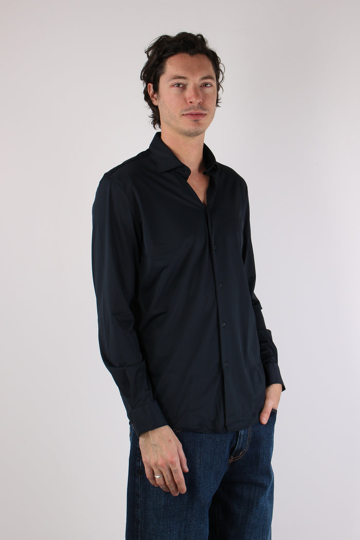 Camicia Tessuto Tecnico Blu Navy-6
