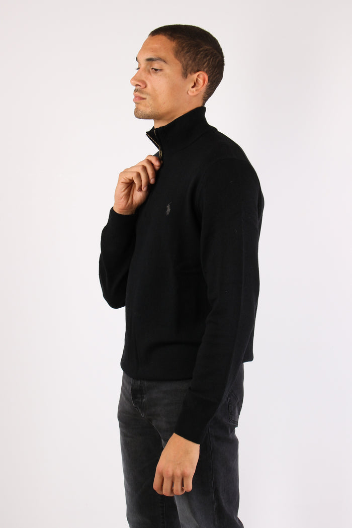 Felpa Mezza Zip Lambswool Polo Black-6