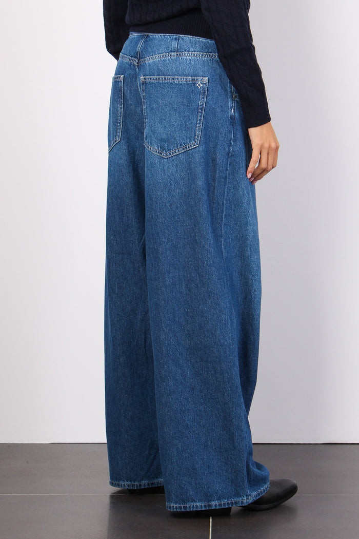 Denim Maxi Palazzo Bottoni Denim Medio-5