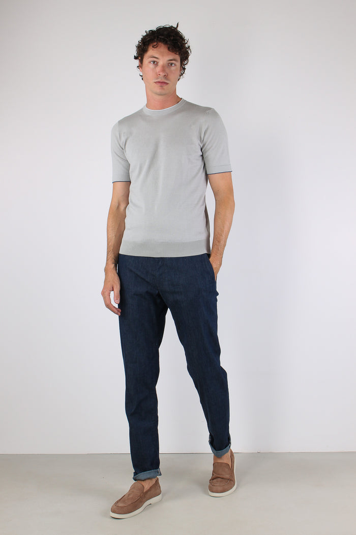 Maglia M/m Profilo Contrastro Grigio/bianco-5