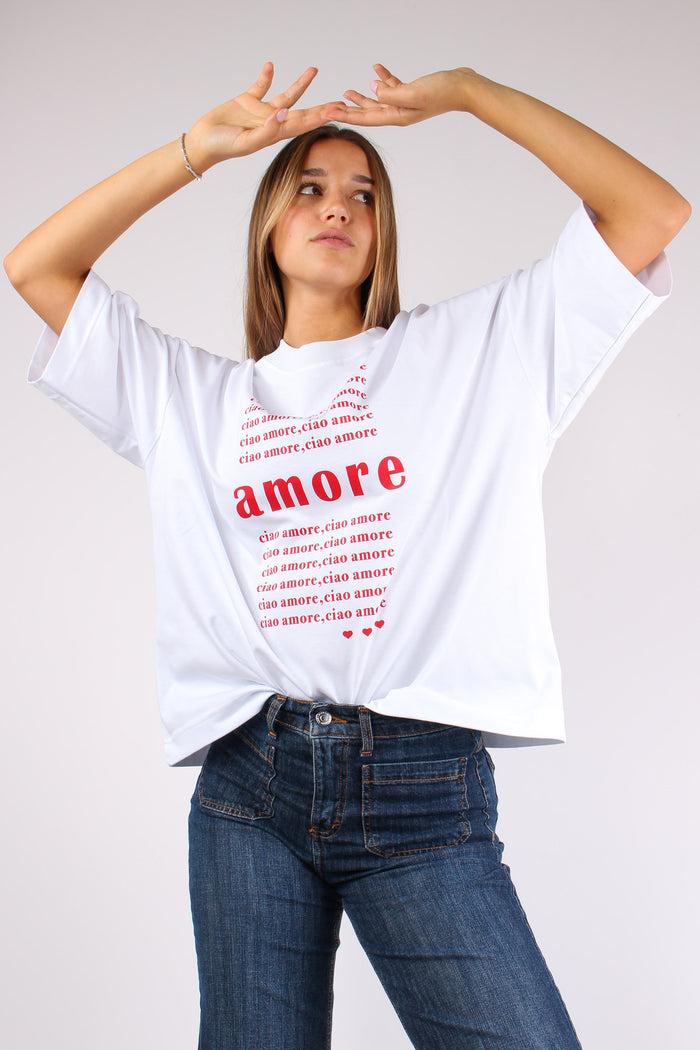 T-shirt Over Ciao Amore Bianco/rosso » Fabbri Boutiques