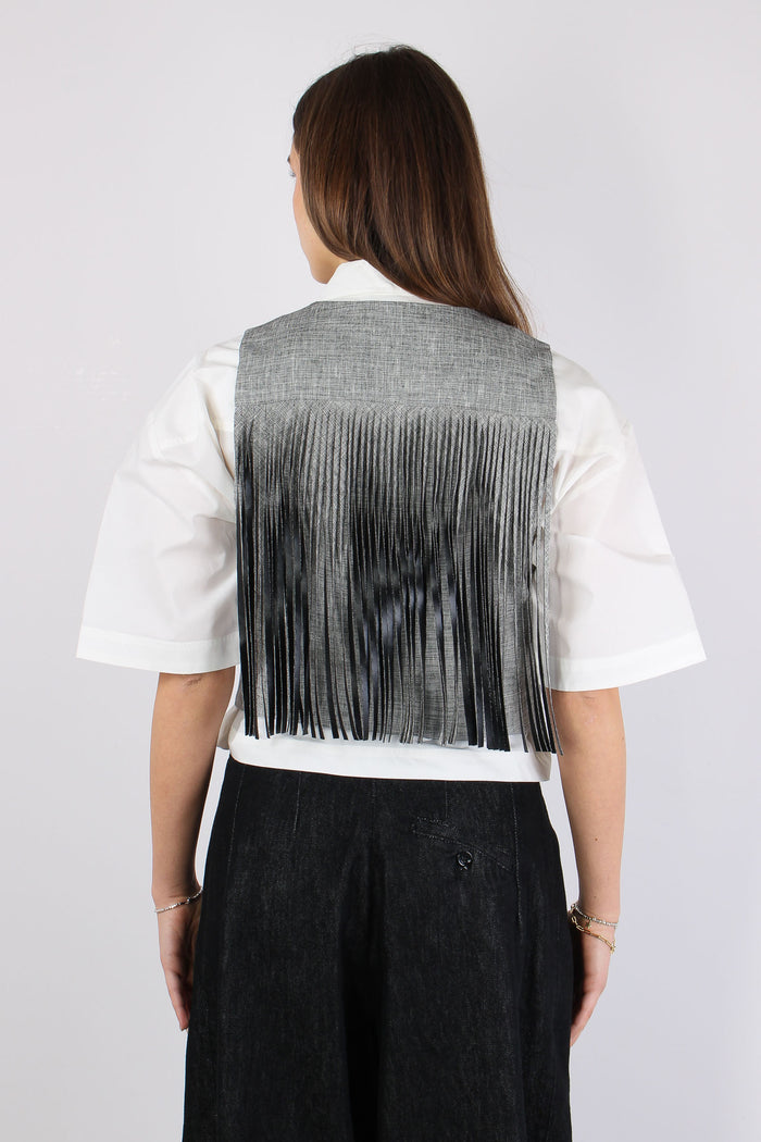 Boretto Gilet Lino Cotone Nero/bianco-4