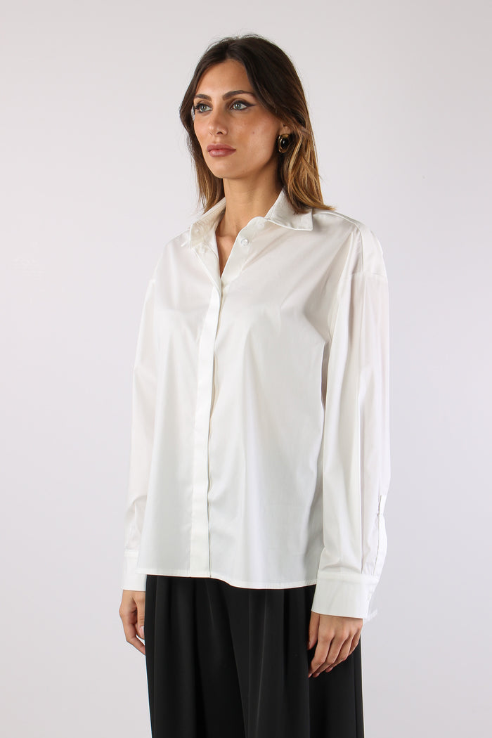 Camicia Bimateriale Bianco-3