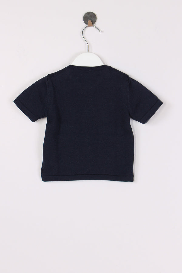 Maglia M/m Ricamo Giraffa Blu-2