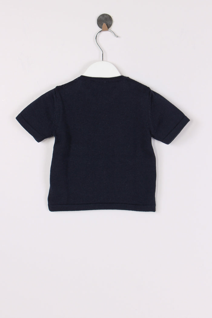 Maglia M/m Ricamo Giraffa Blu-2