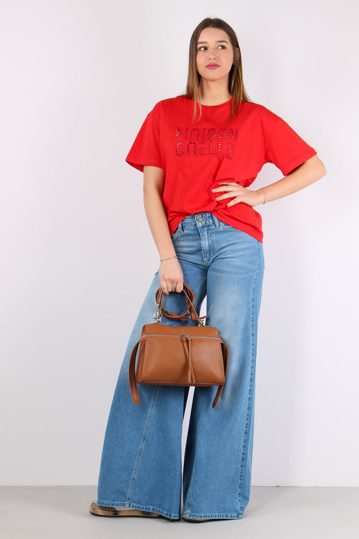 T-shirt Ricamo Maison Gaelle Rosso-5