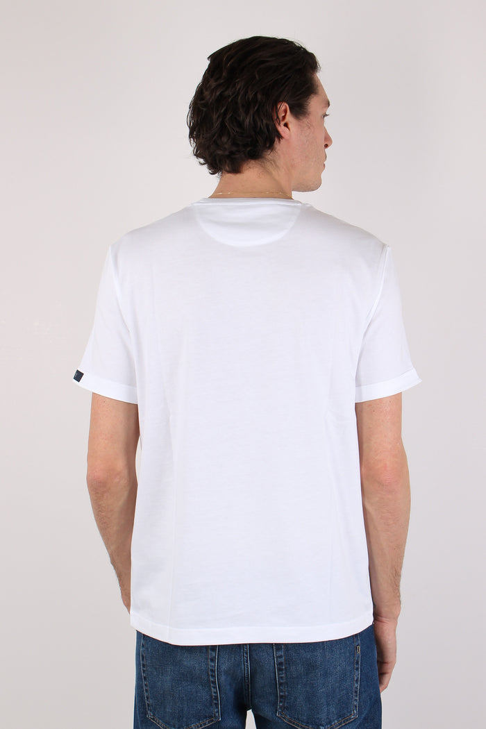 T-shirt Basica Logo Manica Bianco-4