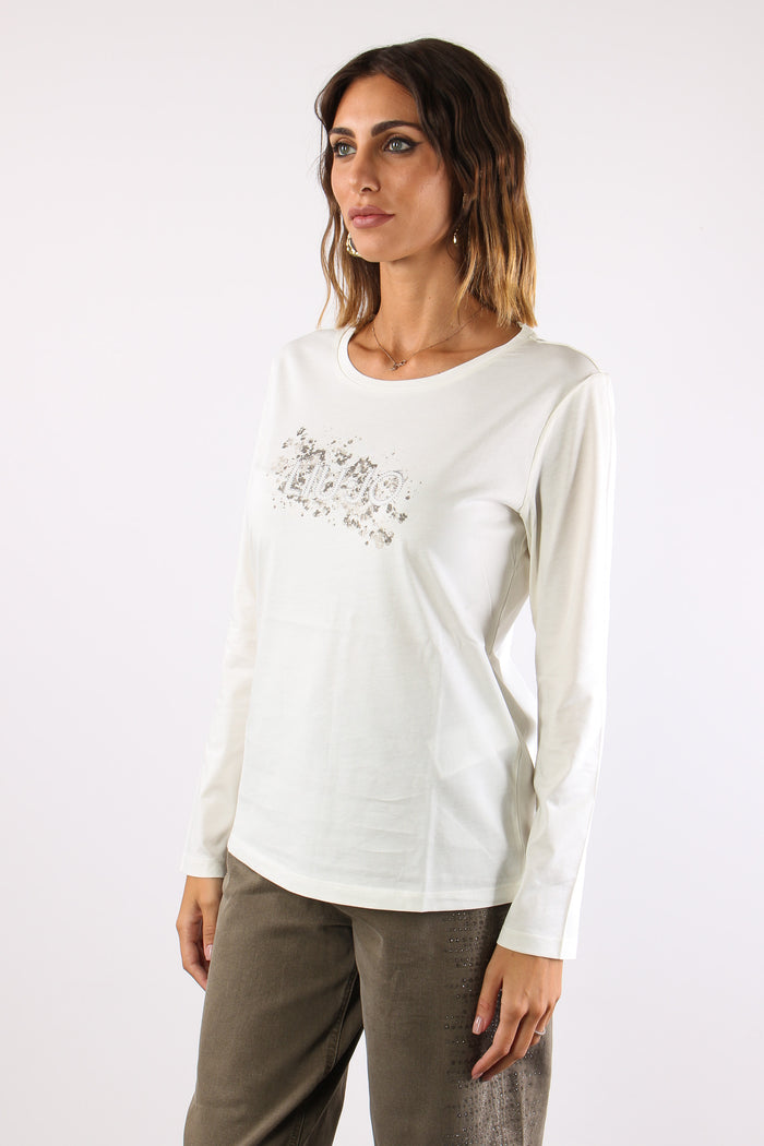 T-shirt M/l Stampa Scritta Bianco Lana/macchia-3