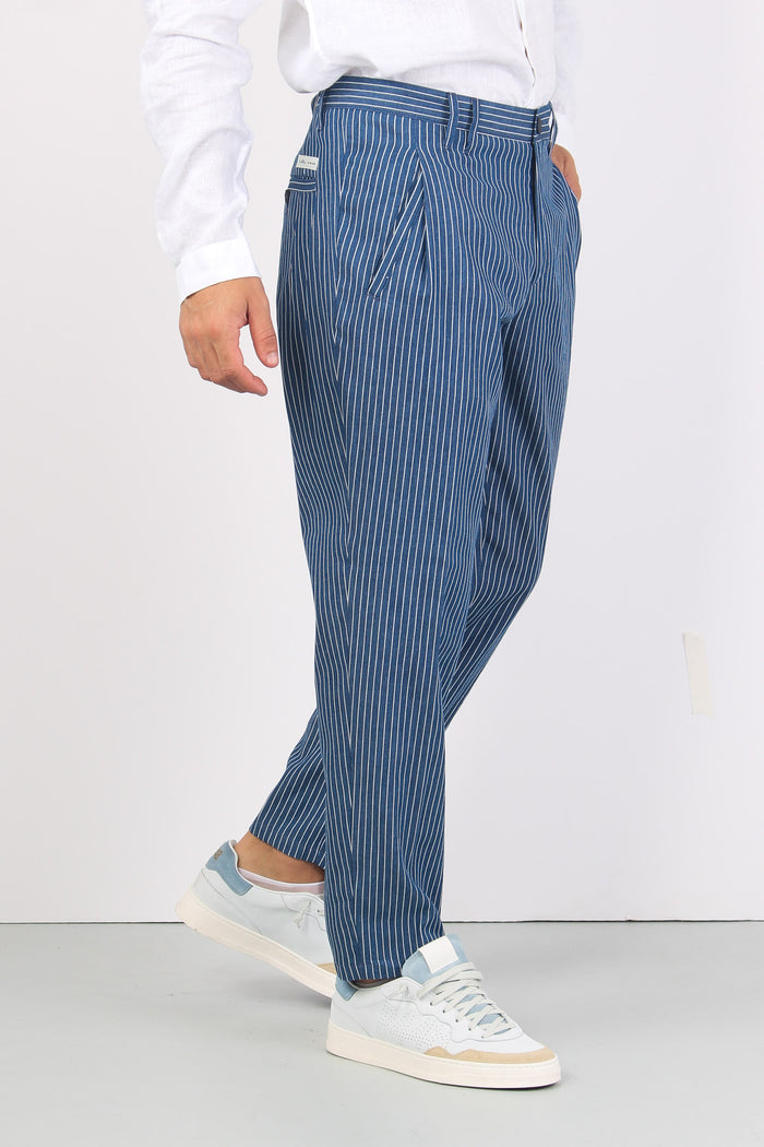 Company Pantalone Riga Blu/bianco-5
