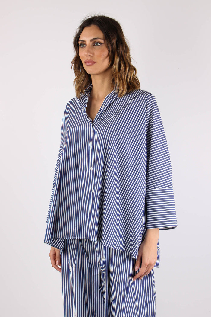 Hudson Camicia Cotone Riga Blu/bianco-3