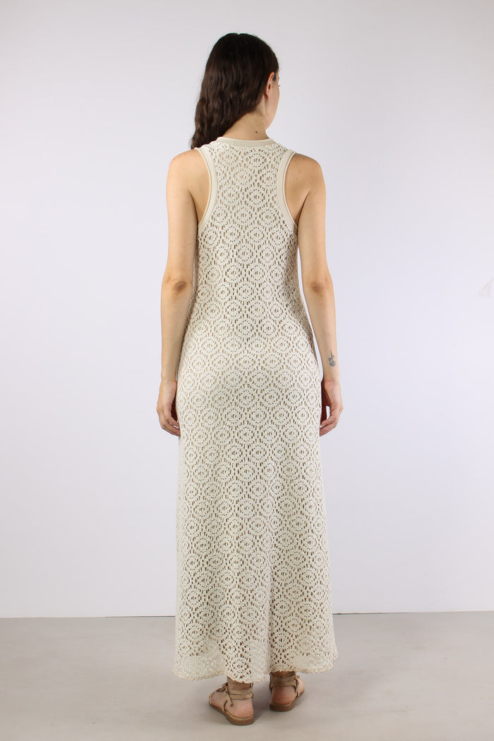Abito Lungo Macrame Ecru-4