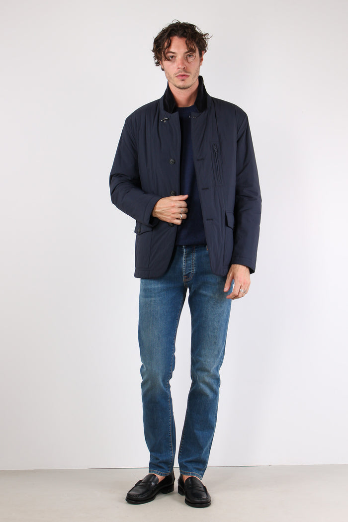 Giubbotto Leggero Colletto Blu-7