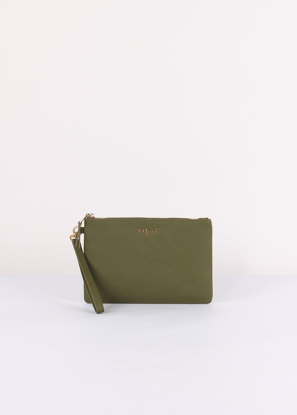 Pochette Saffiano Logo Verde Bosco