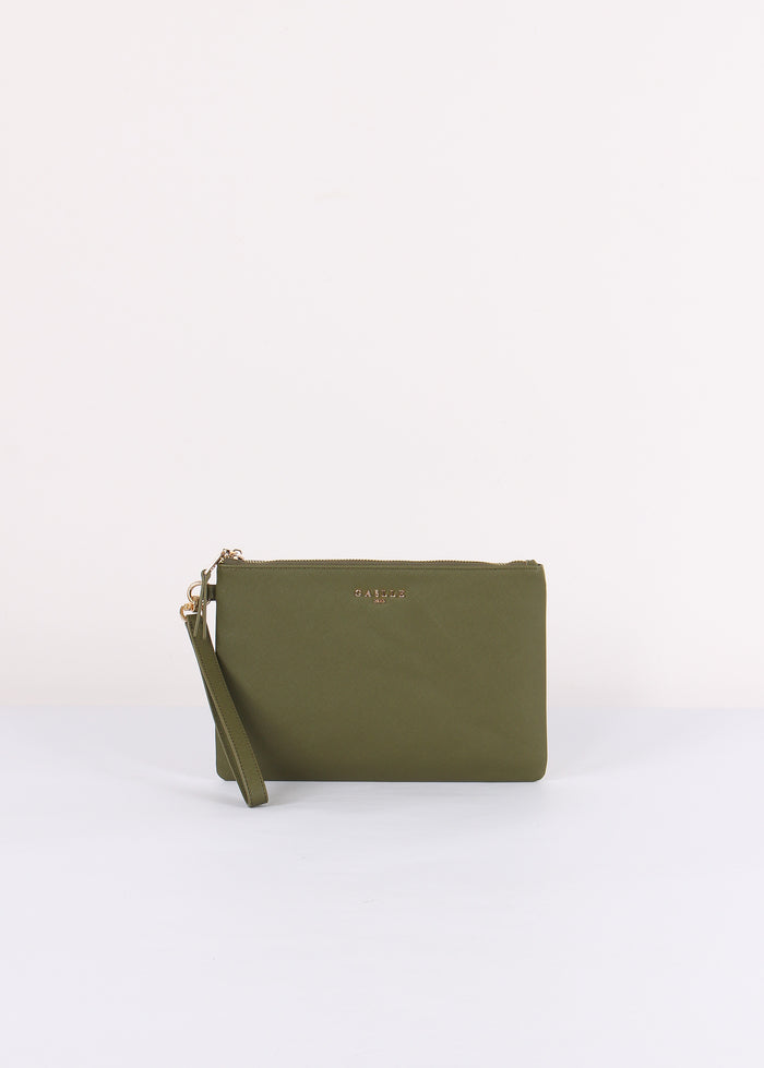 Pochette Saffiano Logo Verde Bosco