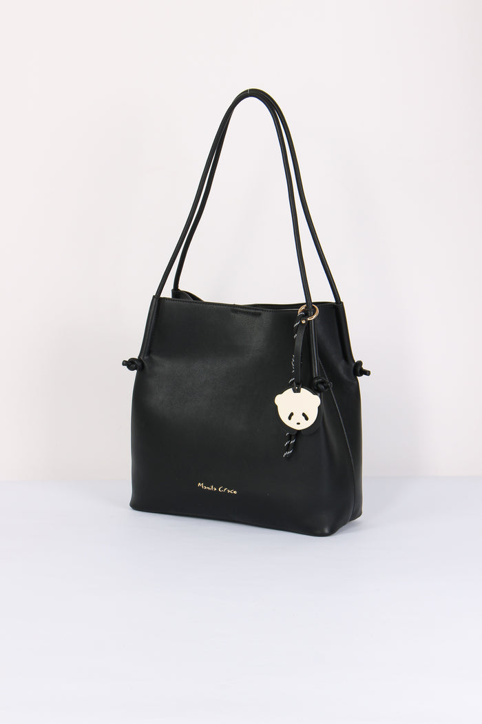 Tote Bag Manici Sottili Nero-5
