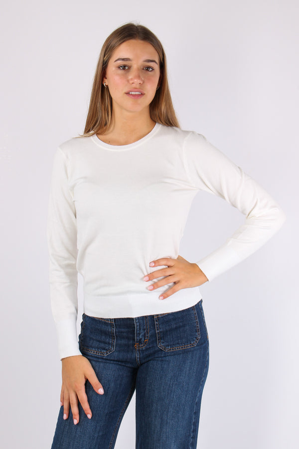 Maglia Girocollo Viscosa Latte-2