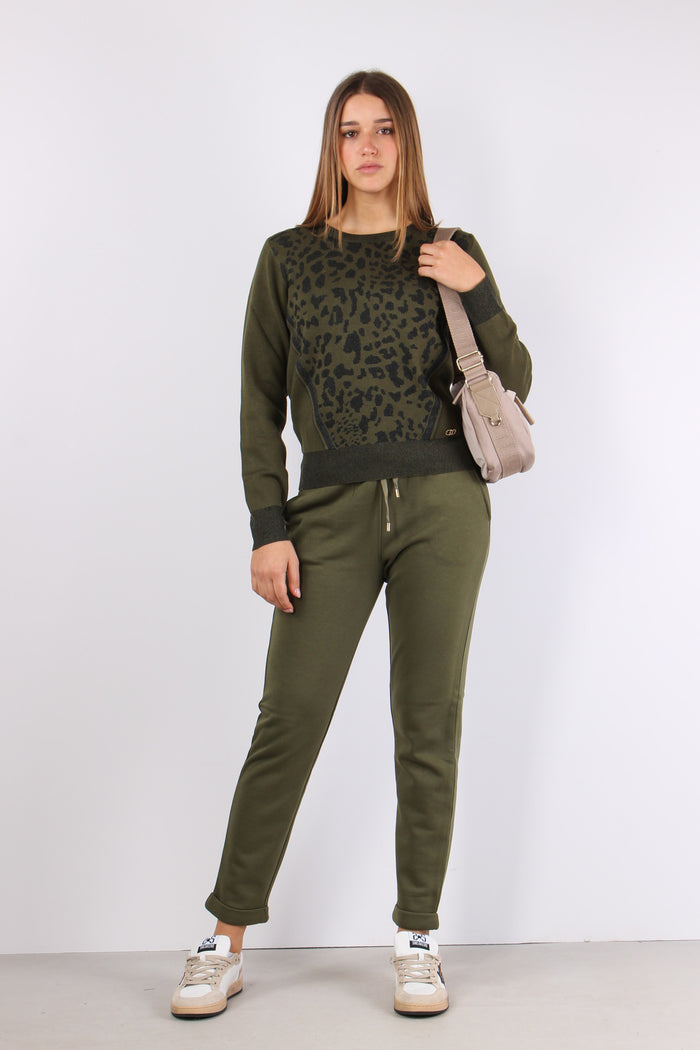 Maglia Inserto Macula Lurex Olive/nero-5