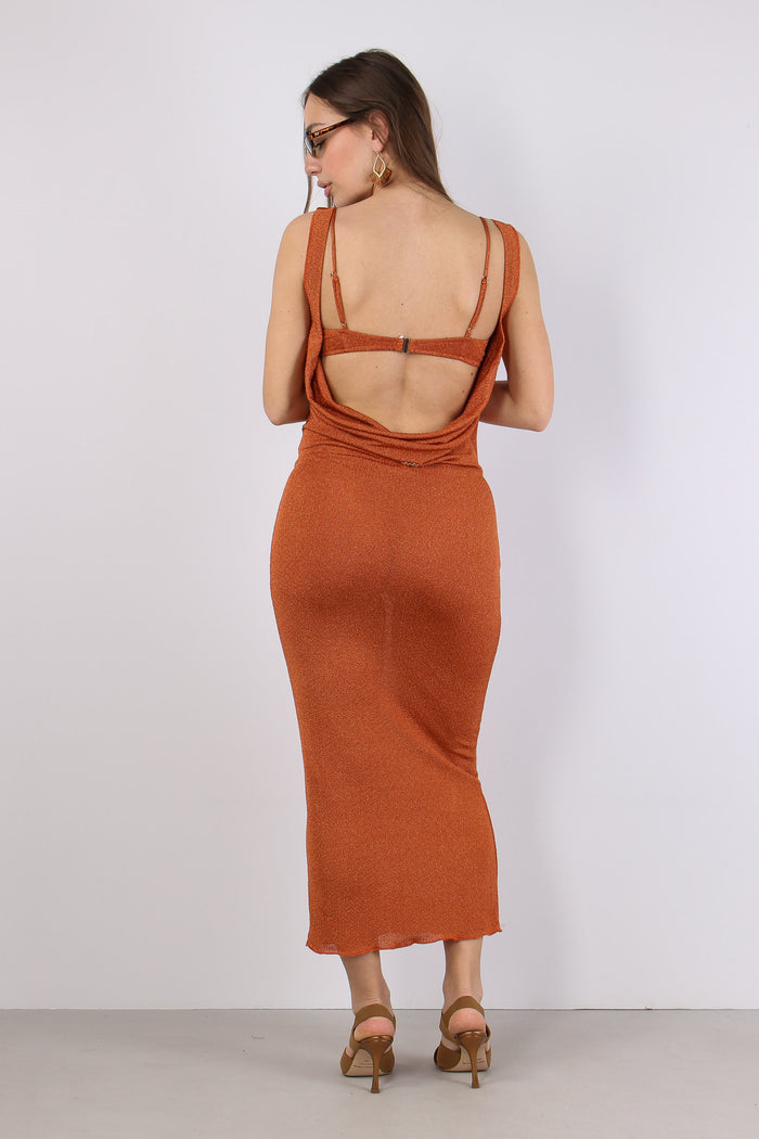Abito Lurex Scavo Dietro Arancio-4