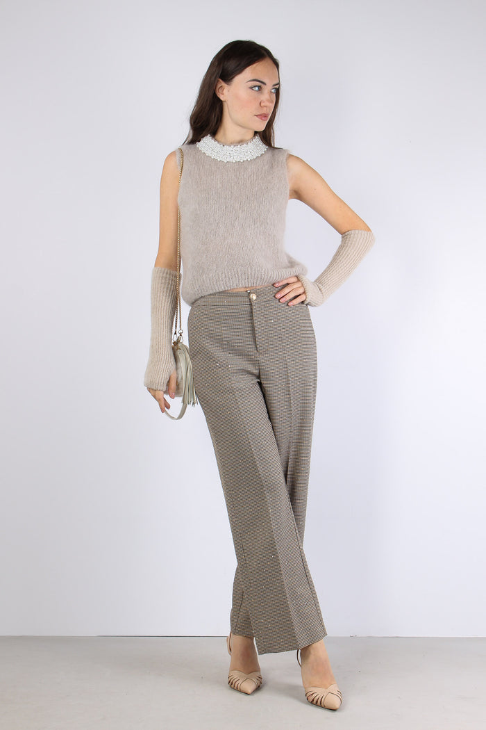 Gilet Maglia Collana Perle Nude-6