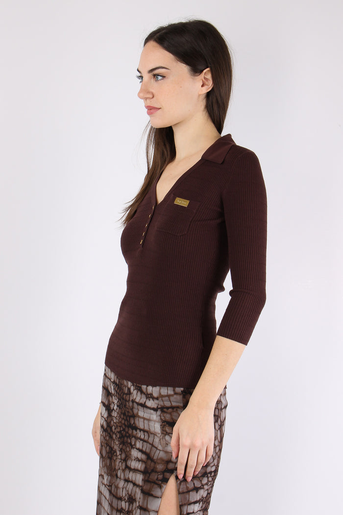Maglia Scavo V Bottoni Cacao-7
