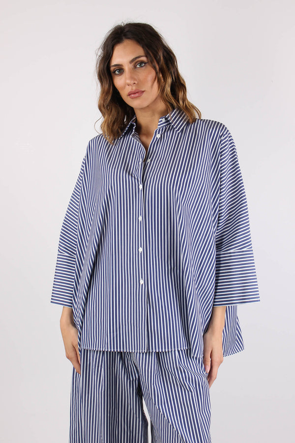 Hudson Camicia Cotone Riga Blu/bianco-2