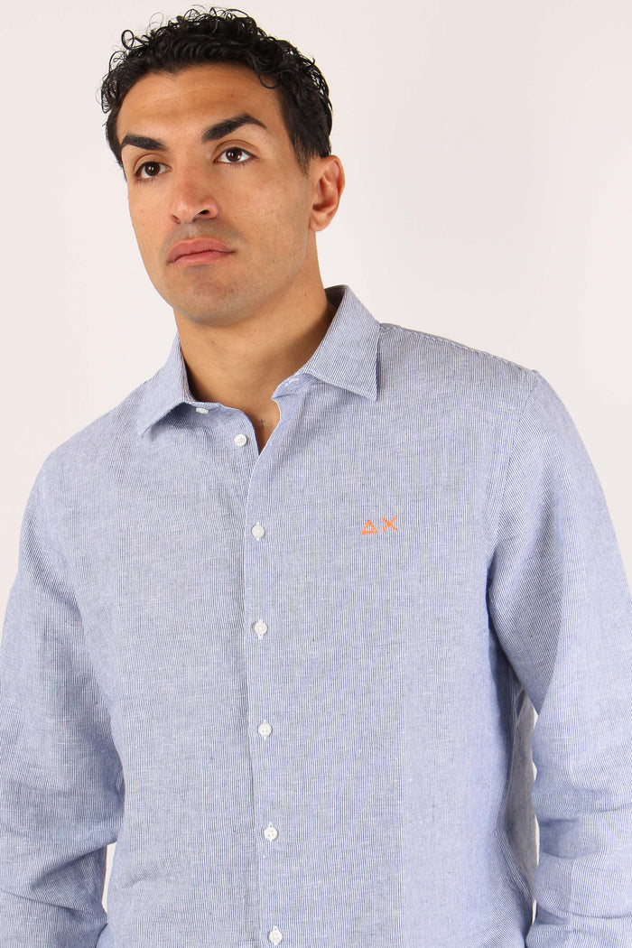 Camicia Misto Lino Riga Navy-7
