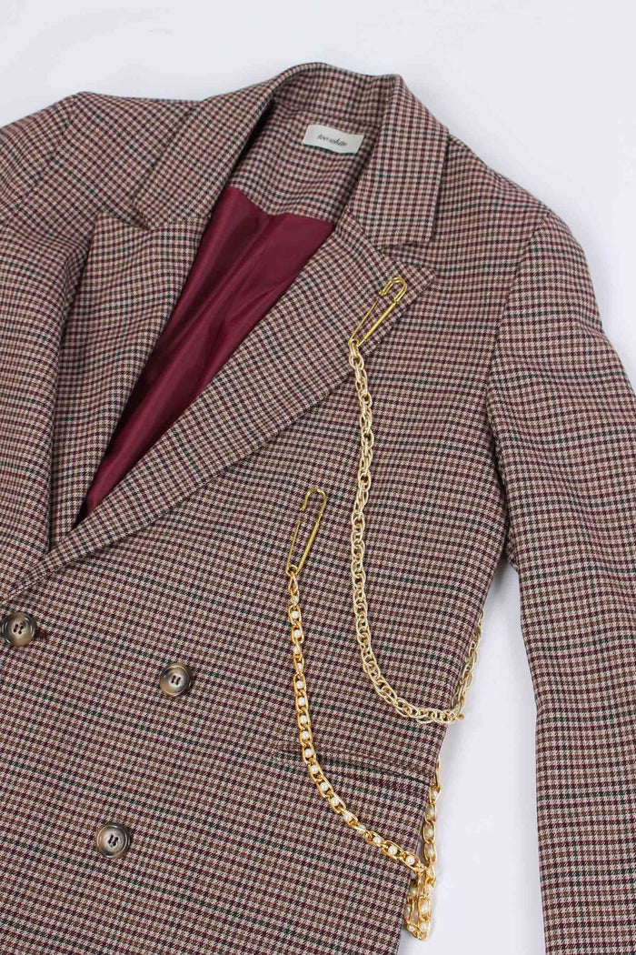 Giacca Check Catena Bordeaux/cammello-7