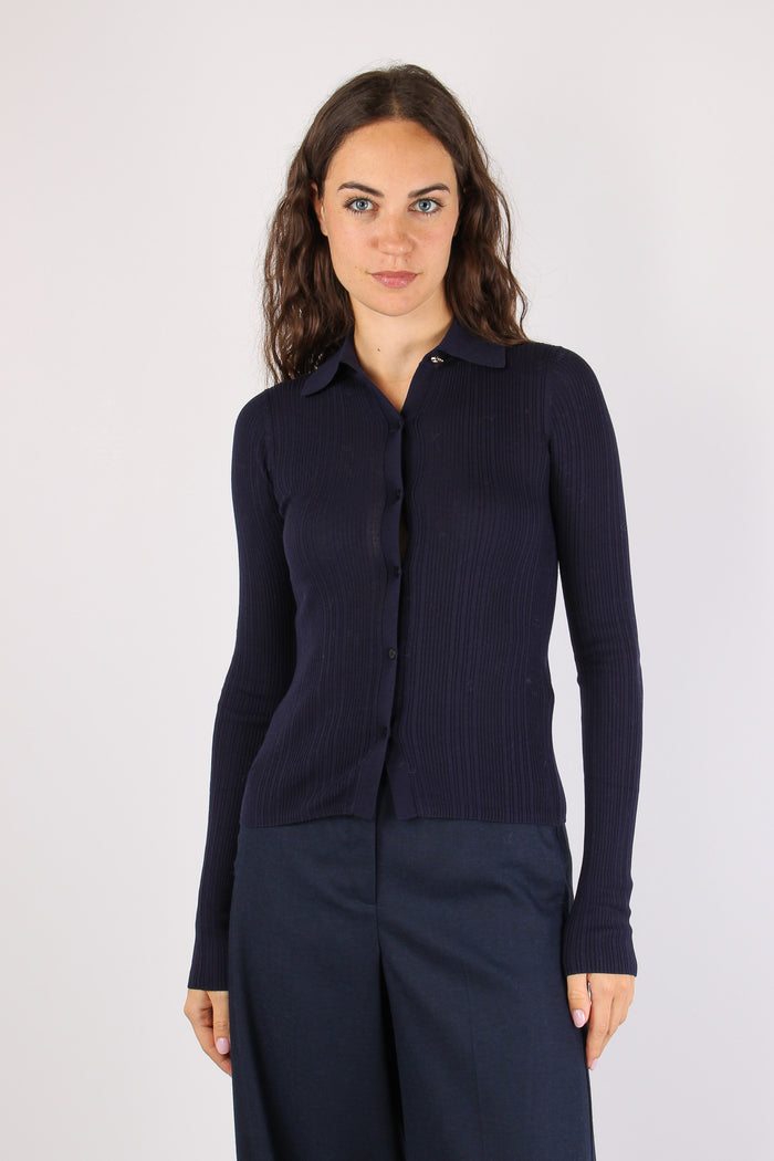 Mllbaco Polo Manica Lunga Blu Navy-3