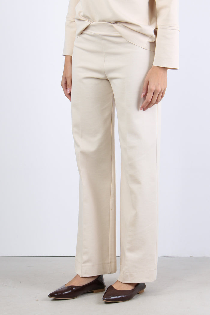 Pantalone Cropped Punto Milano Crema-7