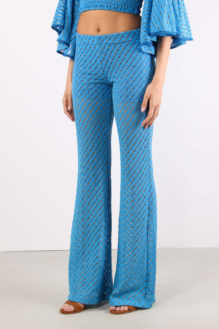 Pantalone Svasato Jacquard Bluette-3