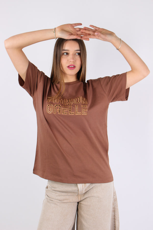 T-shirt Ricamo Maison Gaelle Moka-2